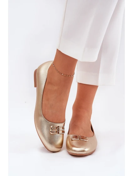 Elegantní Dámské Baletky S Dekorací model 21690098 Zlaté - VINCEZA