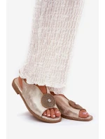 Lesklé Dámské Sandály S Dekorativním Detalem model 21691490 Zlaté - S.Barski