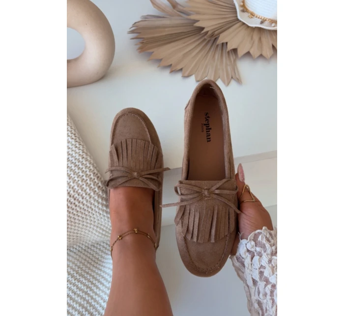 Dámské mokasíny s třásněmi světle hnědé Janelisse