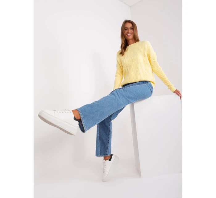 Sweter AT SW model 18895586 jasny żółty - FPrice Sweter AT SW model 18895586 jasny żółty - FPrice