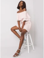 Sukienka LK SK model 20206354 biało różowy - FPrice Sukienka LK SK model 20206354 biało różowy - FPrice