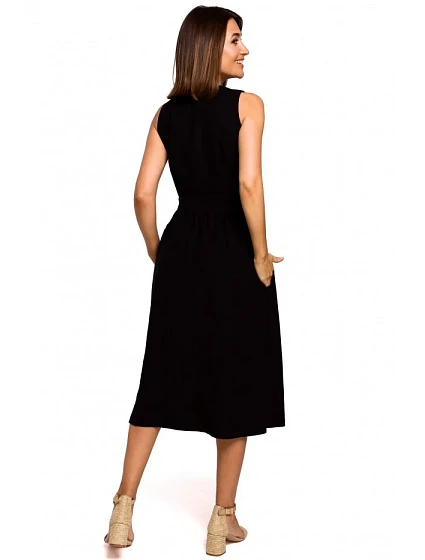 Šaty bez rukávů s černé model 15105334 - STYLOVE Šaty bez rukávů s černé model 15105334 - STYLOVE