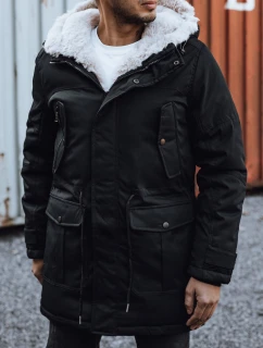 Pánska zimná bunda parka s kapucňou čierna FashionStreet TX4933