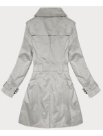 Svetlo béžový klasický kabát s dĺžkou do polovice stehien (1806#-12)
