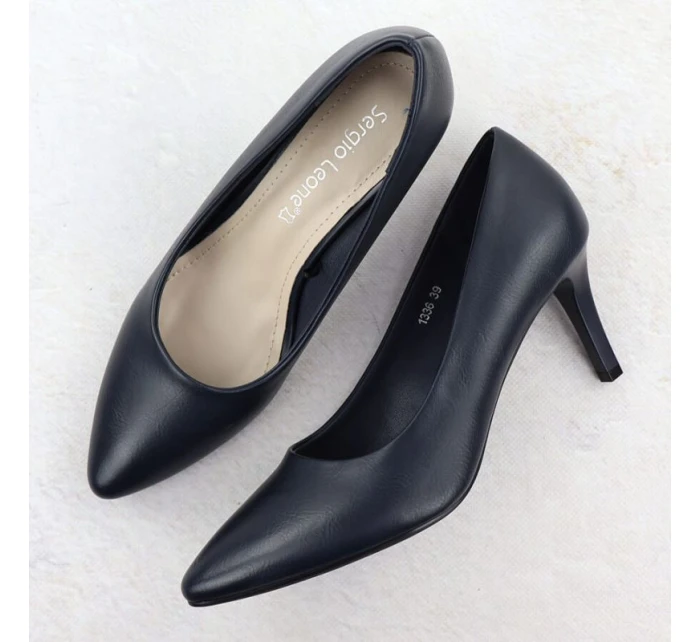 Dámske tmavomodré lodičky na podpätku Sergio Leone 1336 Dámske tmavomodré lodičky na podpätku Sergio Leone 1336