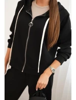 Dámsky maslový komplet so širokými nohavicami a mikinou na zips čierny Dámsky maslový komplet so širokými nohavicami a mikinou na zips čierny