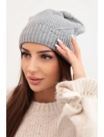 Dámská zimní klasická čepice s jemným vzorem model 21878043 šedá - K-Fashion