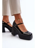 Półbuty Damskie Lakierowane Na Platformie I Słupku Big Star NN274004 Czarne Półbuty Damskie Lakierowane Na Platformie I Słupku Big Star NN274004 Czarne