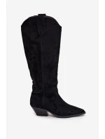 Ocieplane Kozaki Kowbojki Na Obcasie Z Eko Zamszu Czarne Jovianne Ocieplane Kozaki Kowbojki Na Obcasie Z Eko Zamszu Czarne Jovianne