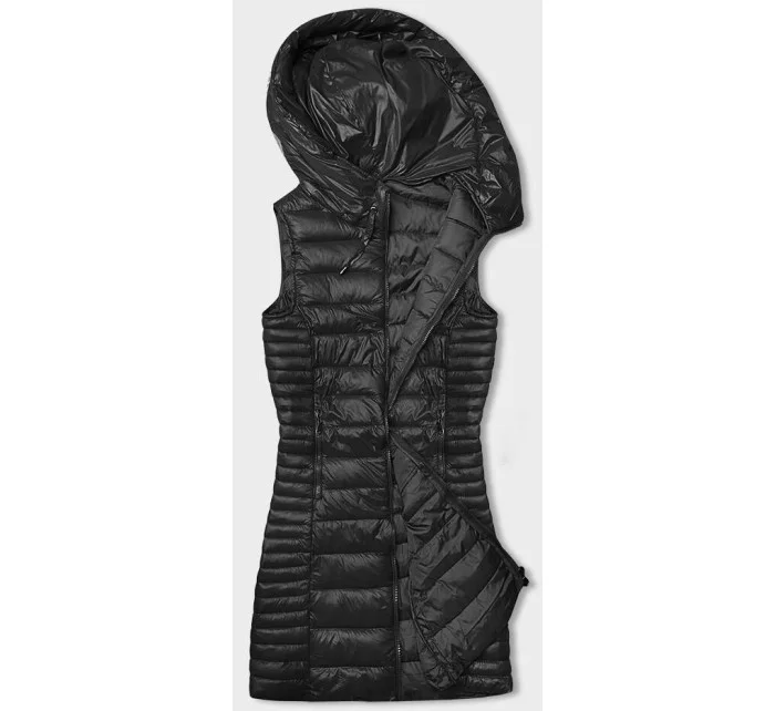 Čierna prešívaná vesta s kapucňou (16M9113-392)