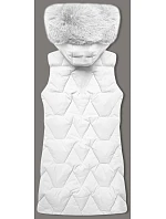 Dámska bunda bez rukávov s kožušinou na kapucni J Style white (16M9172-281) Dámska bunda bez rukávov s kožušinou na kapucni J Style white (16M9172-281)