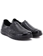 Pohodlné černé dámské kožené polobotky bez šněrování model 22343110 - VINCEZA