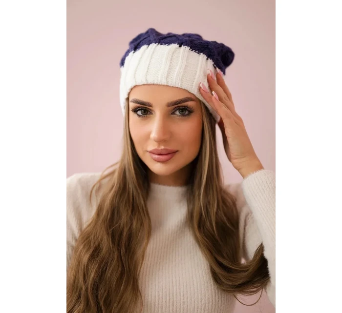 Milano fleecová čiapka K203 tmavo fialová+ecru