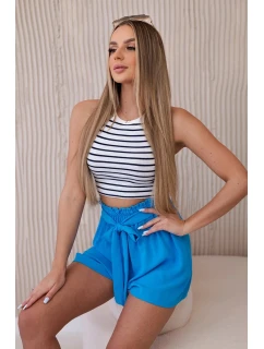 Viskózové šortky viazané v páse tyrkysové