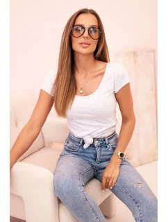 Dámska klasická bavlnená blúzka s krátkymi rukávmi modrá