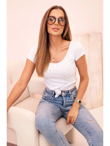 Dámska klasická bavlnená blúzka s krátkymi rukávmi modrá