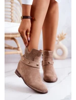 Ażurowe Wiosenne Damskie Botki Beżowe Royale
