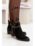 Zazoo 60478 Zamszowe Botki Na Obcasie Ocieplane Zapinane Na Zamek Czarne