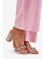 Transparentne Sandały Na Słupku D&A MR51-705 Złote