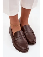 Mokasyny Loafersy Damskie Z Eko Skóry Czekoladowe Bessina Mokasyny Loafersy Damskie Z Eko Skóry Czekoladowe Bessina