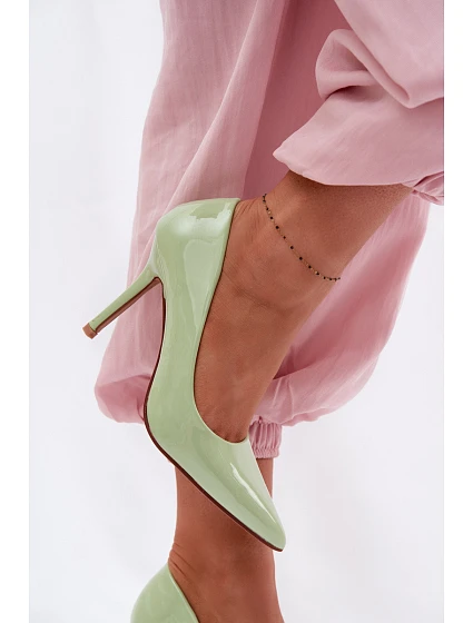 Klasické lakované lodičky z imitace kůže Zelené model 22092155 - Boto