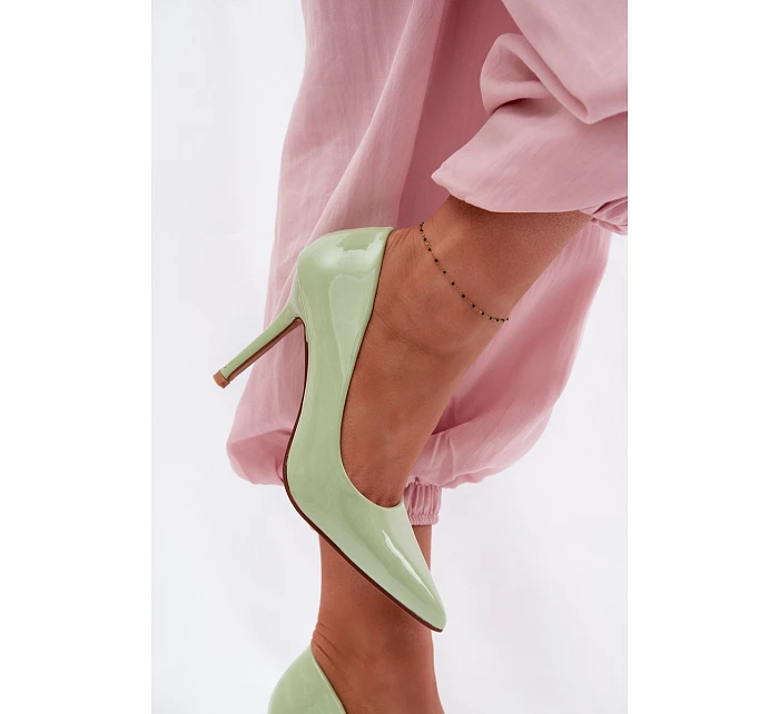 Klasické lakované lodičky z imitace kůže Zelené model 22092155 - Boto