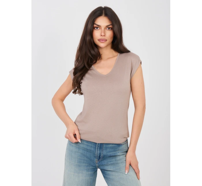 T shirt D12041AH02570C ciemny bezowy