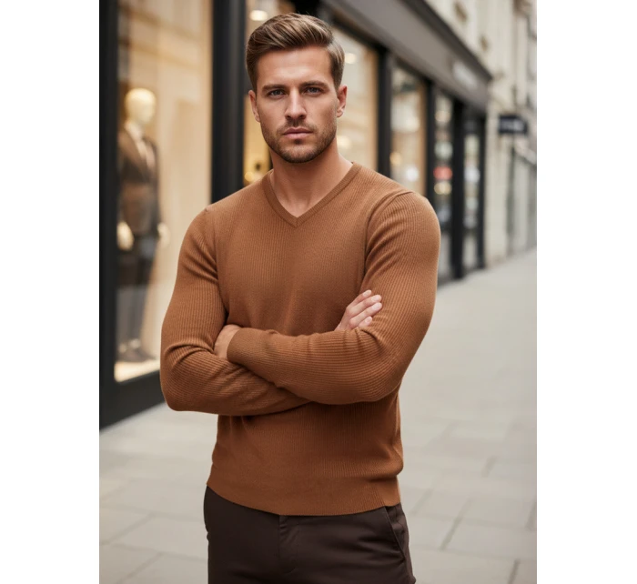 Pánský velbloudí svetr Dstreet model 21982666 - FashionStreet Pánský velbloudí svetr Dstreet model 21982666 - FashionStreet