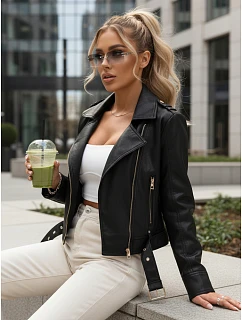 Dámska bunda z ekokože so zipsom ramones black FashionStreet TY5648