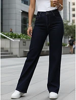 Dámske džínsy s vysokým pásom a širokými nohavicami tmavomodré FashionStreet UY2940