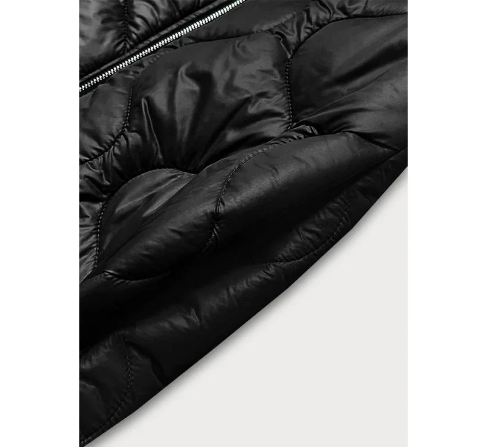 Ľahká čierna dámska prešívaná bunda (9613)