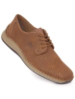 Pánské kožené polobotky M model 22008944 hnědé s ažurovým vzorem - Rieker Pánské kožené polobotky M model 22008944 hnědé s ažurovým vzorem - Rieker