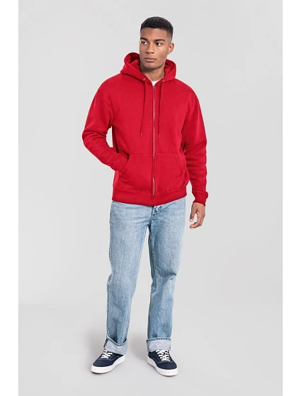 Fruit of the Loom Iconic Premium mikina s kapucňou z hustej bavlny 16.2286 červená