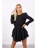 Šaty so zvislými volánmi čiernej