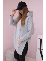 Zateplená mikina s bočnými rázporkami šedá