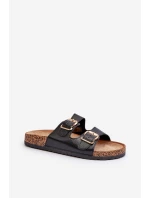 Klapki Damskie Z Klamrami Czarne Fronila Klapki Damskie Z Klamrami Czarne Fronila