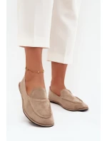 Mokasyny Damskie Z Eko Zamszu Płaskie Beżowe Miryelle