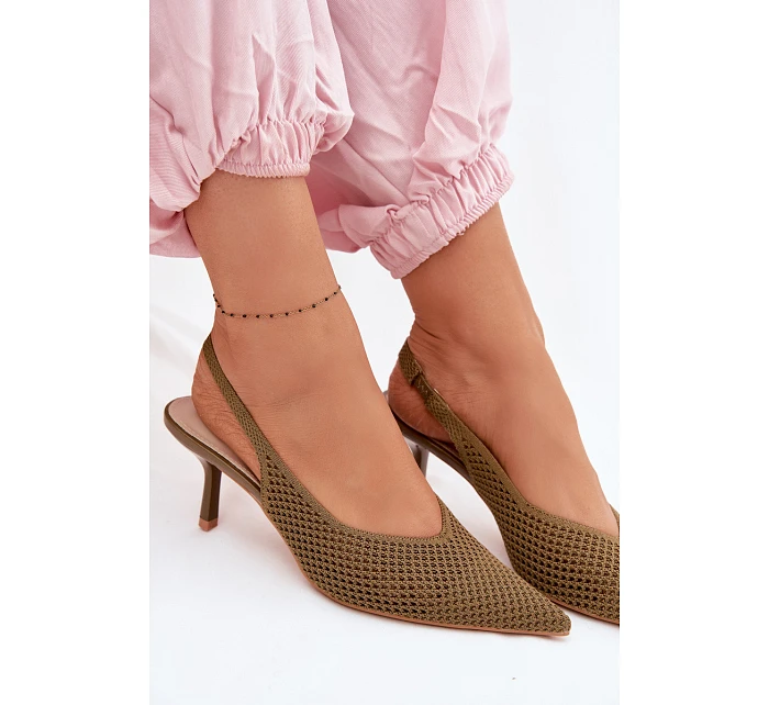 Dámské sandály z síťovaného materiálu na jehle Zelená Emiliana
