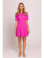 model 20970490 Džínové šaty se záhyby růžové - Moe