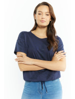 Monnari Tričká Pletené tričko s kamienkovou výšivkou Navy Blue