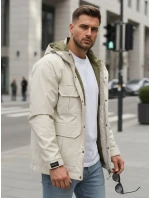 Pánska prechodná bunda s kapucňou biela FashionStreet TX5134