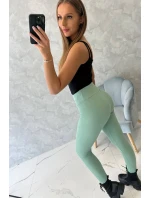 Pruhované legíny s vysokým pasem tmavě mátové Pruhované legíny s vysokým pasem tmavě mátové