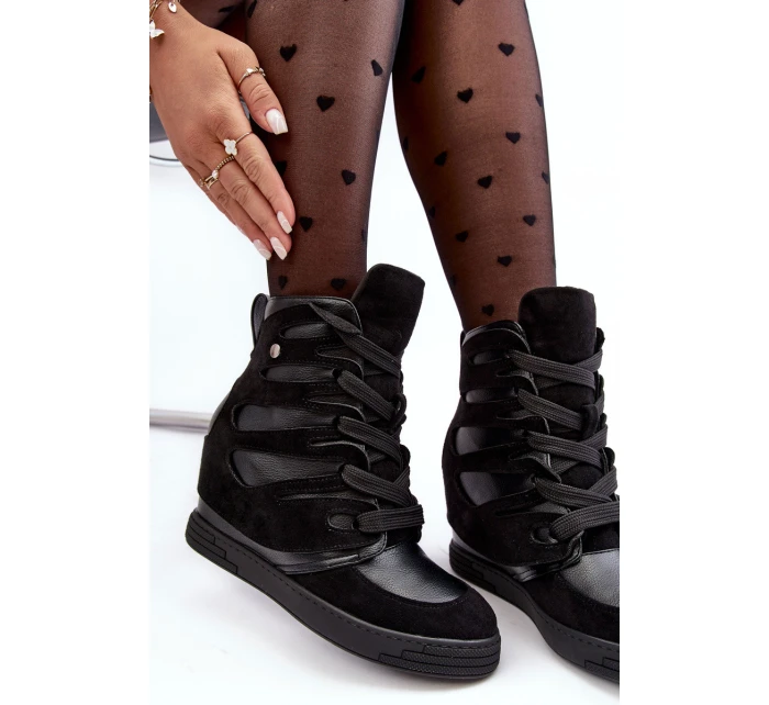 Kožené Boty Na Podpatku Černé model 21635445 - Boto Kožené Boty Na Podpatku Černé model 21635445 - Boto