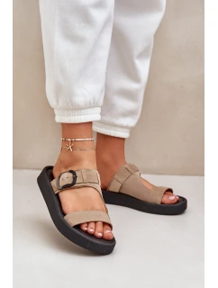 Dámské Semišové Pantofle Na Platformě Béžové model 21682483 - Zazoo