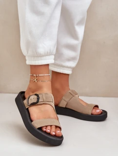 Dámské Semišové Pantofle Na Platformě Béžové model 21682483 - Zazoo