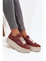 Zamszowe Sneakersy Na Masywnej Platformie Zazoo N1270S3 Fioletowe