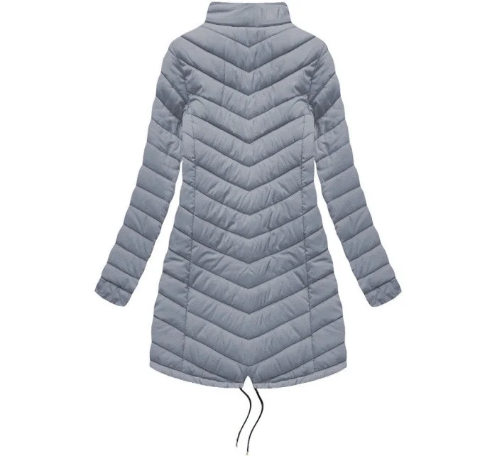 Tmavomodro-šedá obojstranná dámska zimná bunda s kapucňou (w214big) Tmavomodro-šedá obojstranná dámska zimná bunda s kapucňou (w214big)