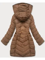 Hnedá dámska páperová bunda pre prechodné obdobie (2M-001)
