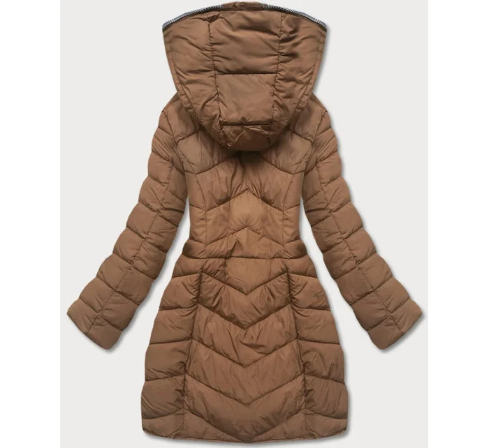 Hnedá dámska páperová bunda pre prechodné obdobie (2M-001)