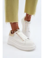 Dámské kožené tenisky model 21650209 Bílé - Goe Dámské kožené tenisky model 21650209 Bílé - Goe